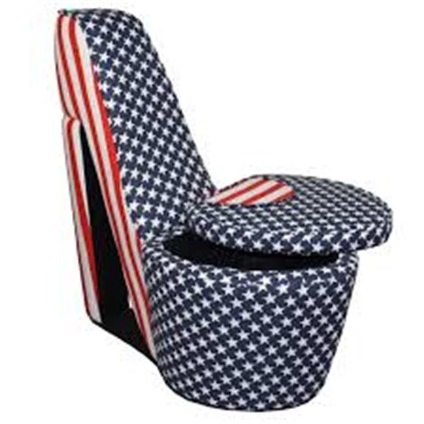 Ore International ORE International HB4563 Patriotic Blue; Red White High Heels Storage Chair HB4563